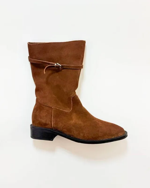Suede Side Buckle Boots sold by Raboesy