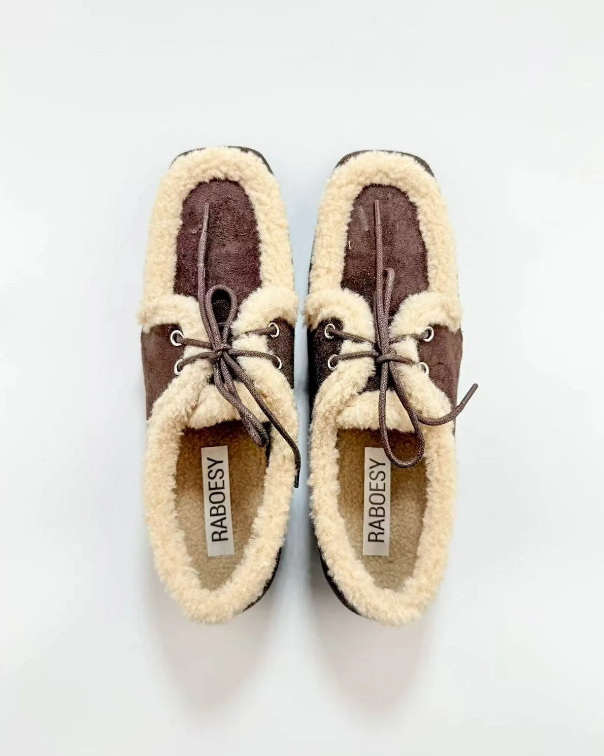 Suede Fur Trim Tie Flats sold by Raboesy product image thumbnail 5