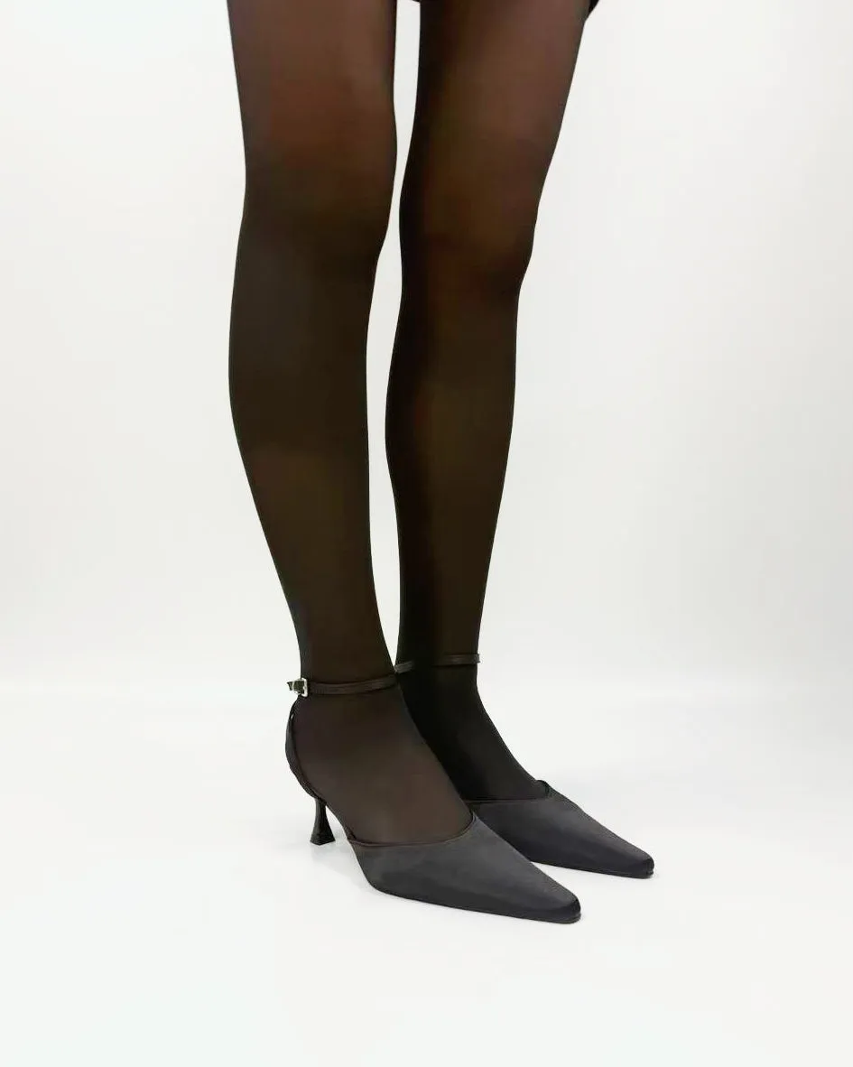 Satin Point Toe Ankle Strap Heel Pumps sold by Raboesy product image thumbnail 2