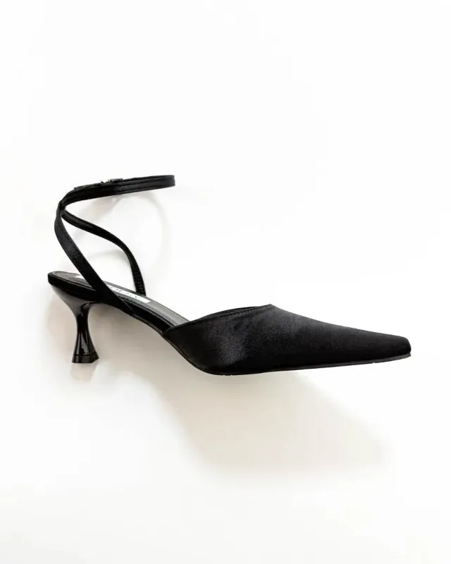 Satin Point Toe Ankle Strap Heel Pumps sold by Raboesy