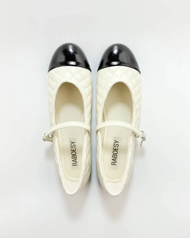 Quilted Color Block Ballet Flats sold by Raboesy