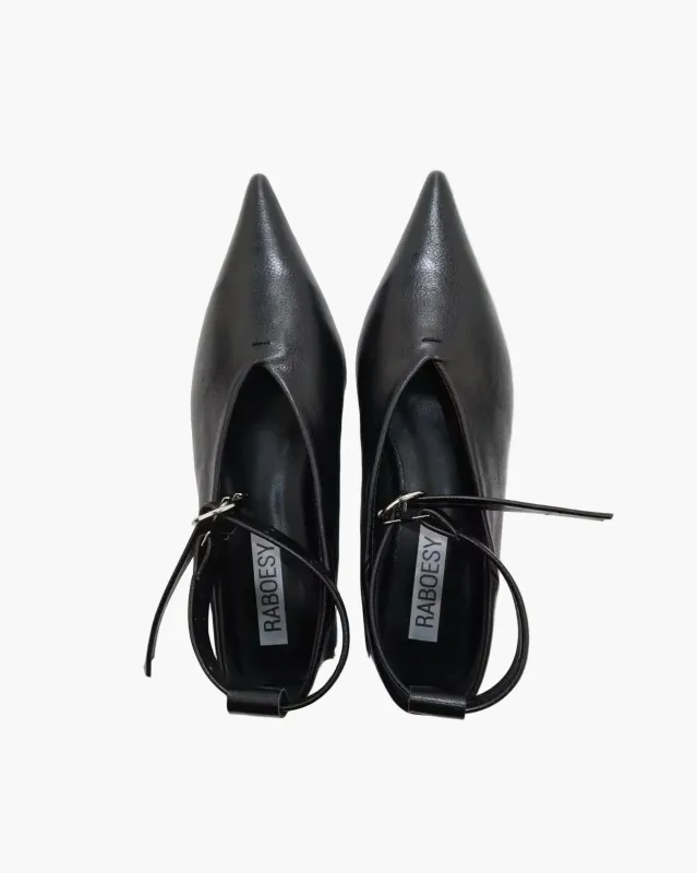 Point Toe Ankle Strap Flats made by Raboesy