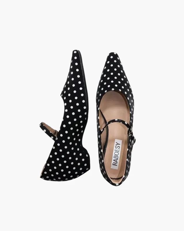 Polka Dot Mary Jane Kitten Heels made by Raboesy