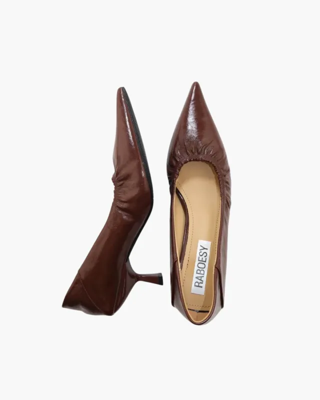 Pointed Toe Ruched Kitten Heels made by Raboesy