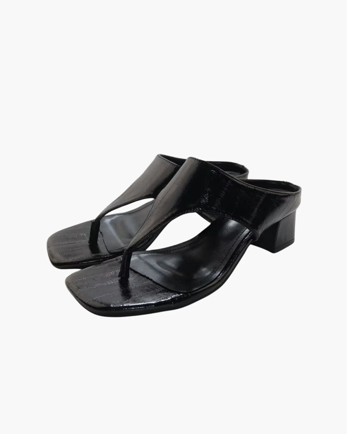 Square Toe Thick Heeled Thong Sandals sold by Raboesy product image thumbnail 5
