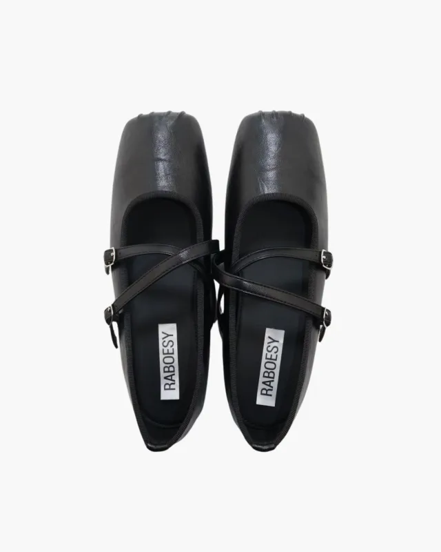 Square Toe Cross Criss Ballet Flats made by Raboesy