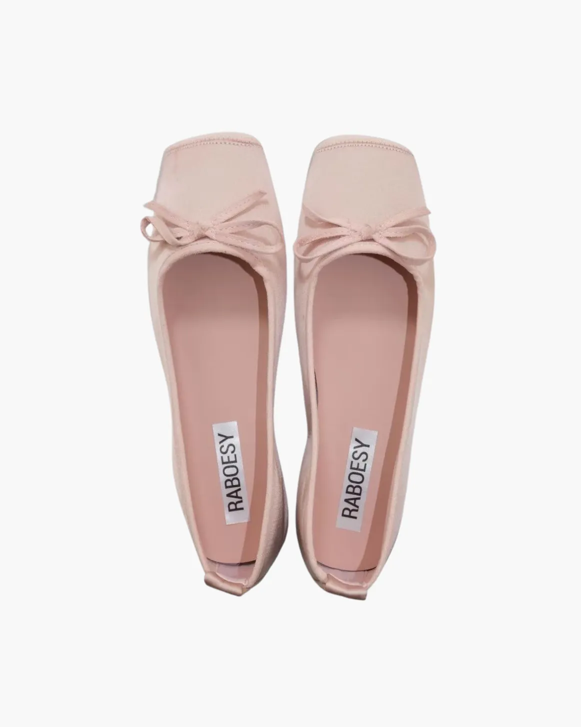 Satin Square Toe Tie Bow Ballet Flats sold by Raboesy