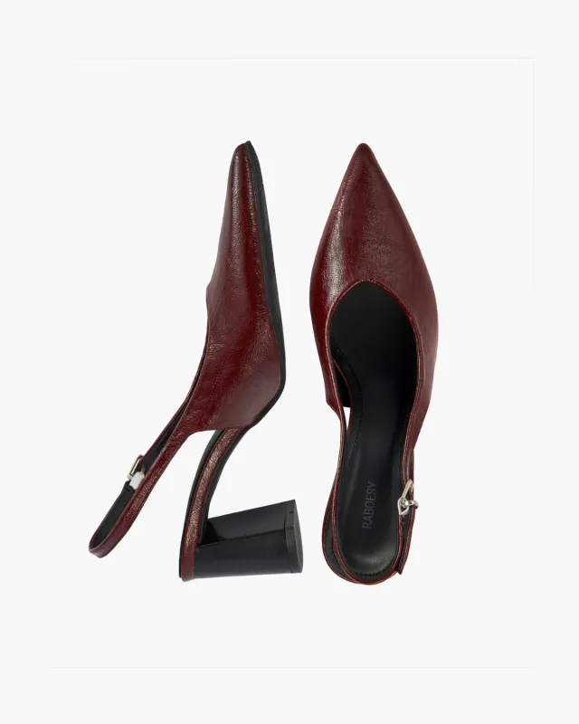 Pointed Toe Slingback Block Heels made by Raboesy