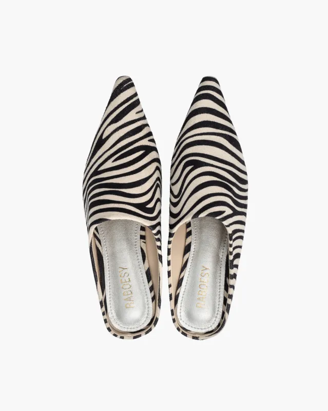 Zebra Print Pointed Toe Sandals made by Raboesy