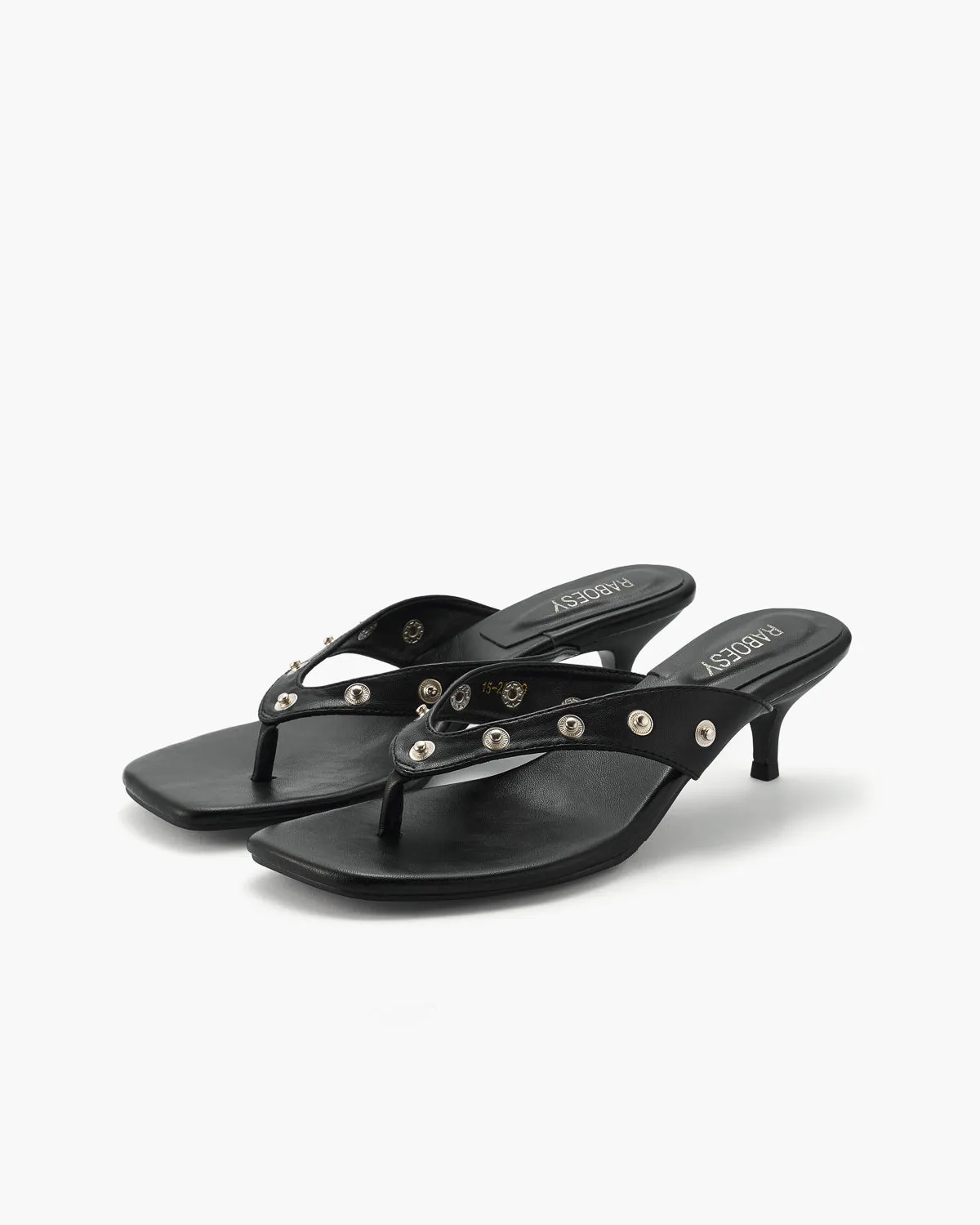 Studded Kitten Heel Thong Sandals sold by Raboesy product image thumbnail 4