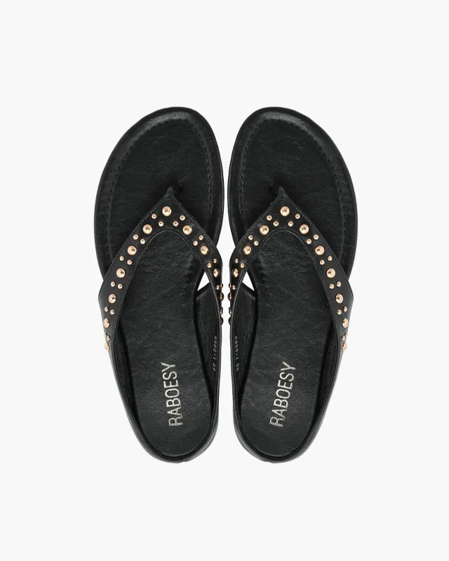 Studded Suede Thong Sandals made by Raboesy
