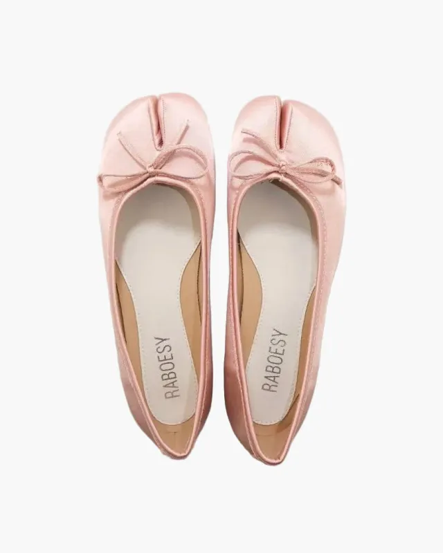 Satin Bow Tie Tabi Ballet Flats made by Raboesy