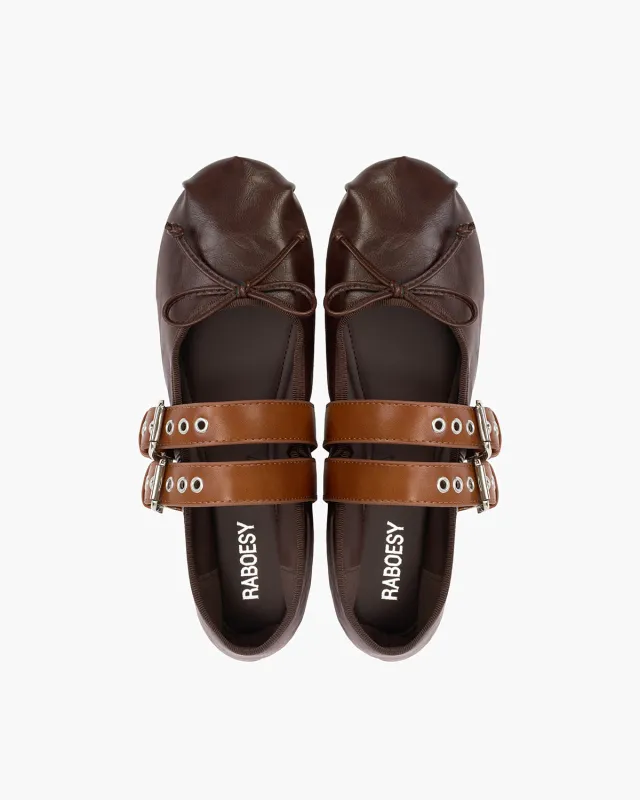 Double Buckle Ballet Flats made by Raboesy
