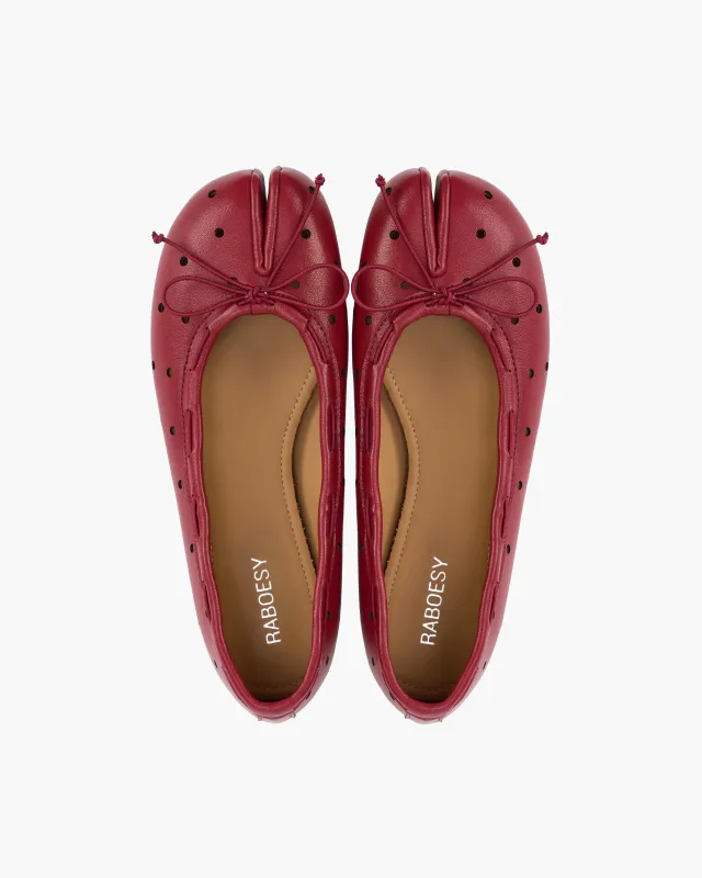 Perforated Bow Ballet Tabi Flats made by Raboesy