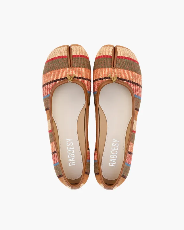 Rainbow Stripe Tabi Ballet Flats made by Raboesy