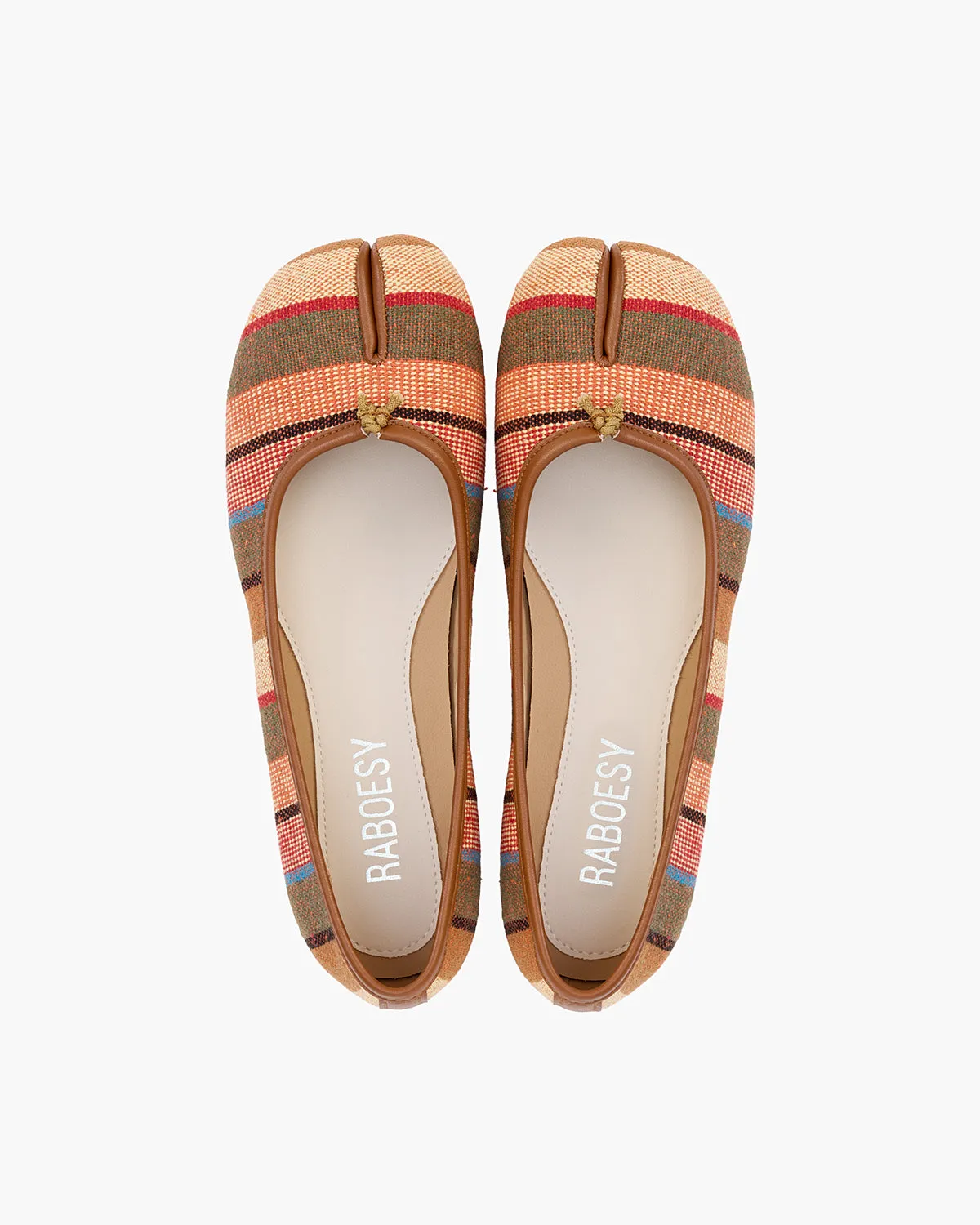 Rainbow Stripe Tabi Ballet Flats sold by Raboesy