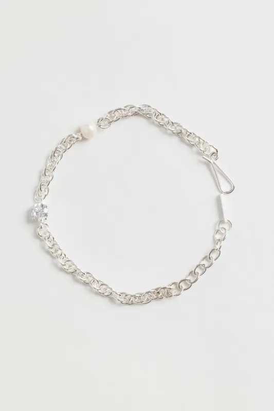 Pearl and Zirconia Silver Bracelet - Sterling Silver sold by Social Studies Shop