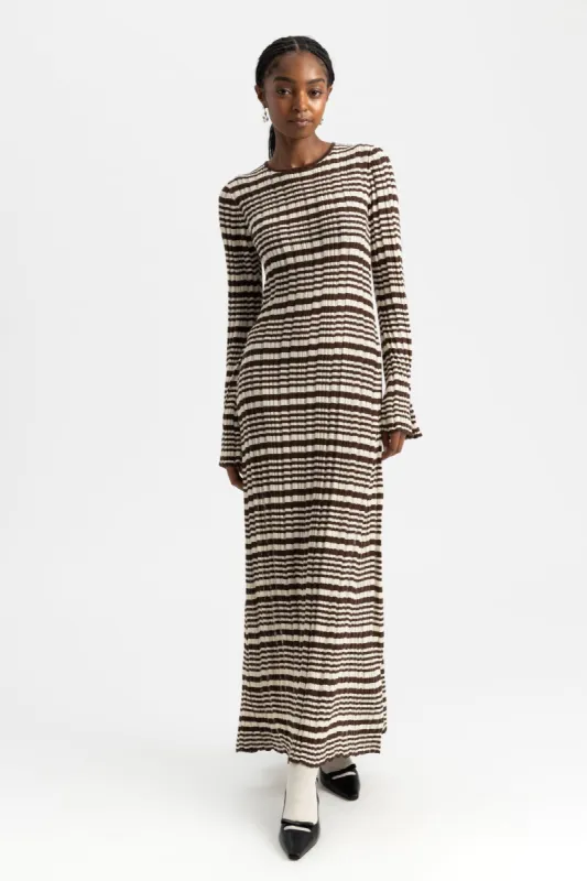 Rib Stripe Dress - Brown Mix sold by Social Studies Shop