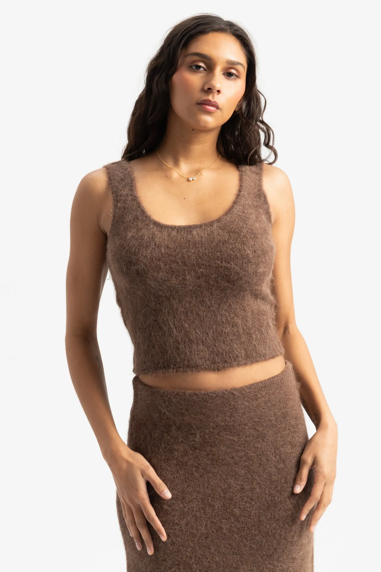 Fure Soft Fluffy Top - Dk Brown sold by Social Studies Shop