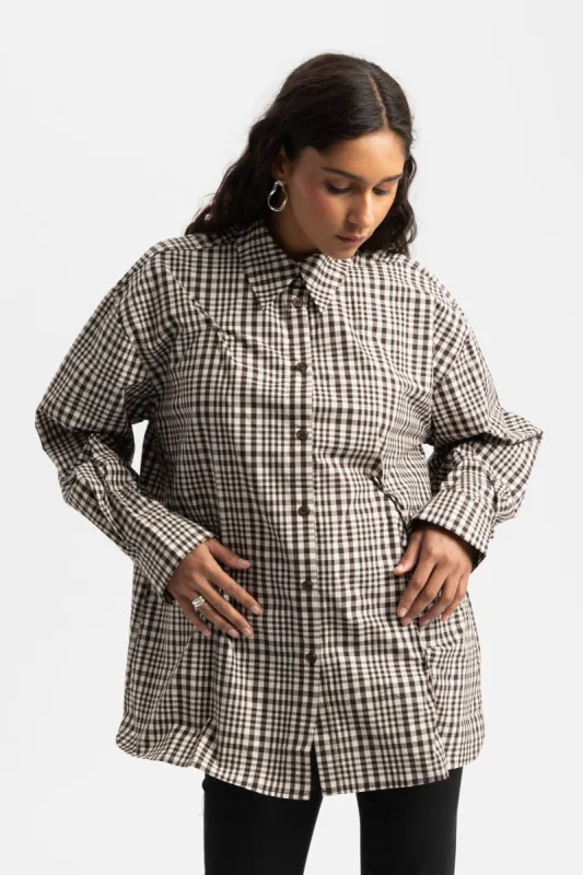 Bibi Shirt - Brown Check sold by Social Studies Shop