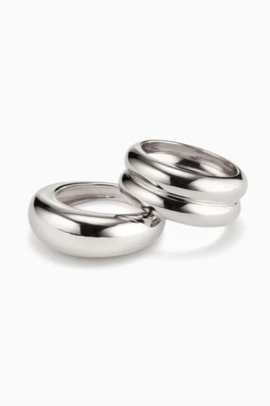 Domed Ridge Ring Set - Sterling Silver sold by Social Studies Shop