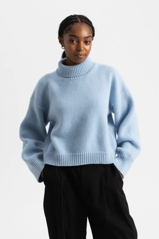 Caragh Chunky Crop High Neck - Pale Blue sold by Social Studies Shop