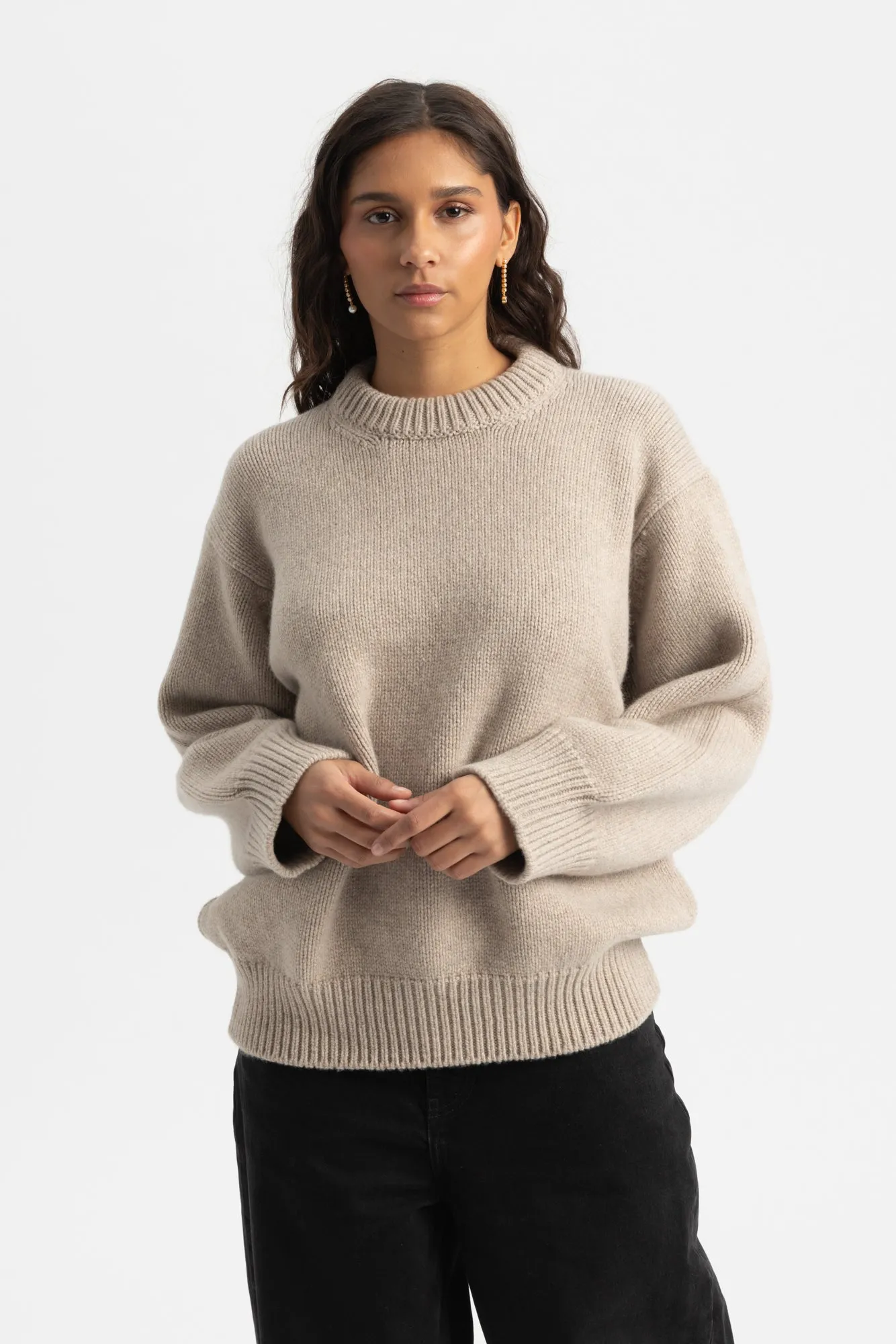 Caragh Chunky Slouch Crewneck - Beige sold by Social Studies Shop