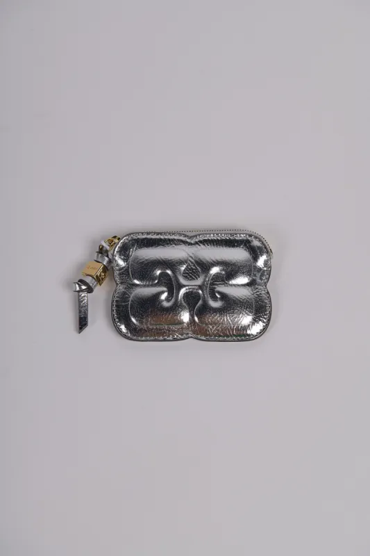 Bou Compact Zipped Wallet Metallic - Silver made by Ganni