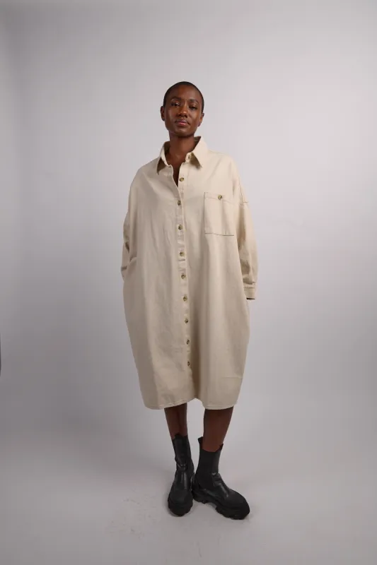 Pica Shirt Dress - Natural sold by Social Studies Shop