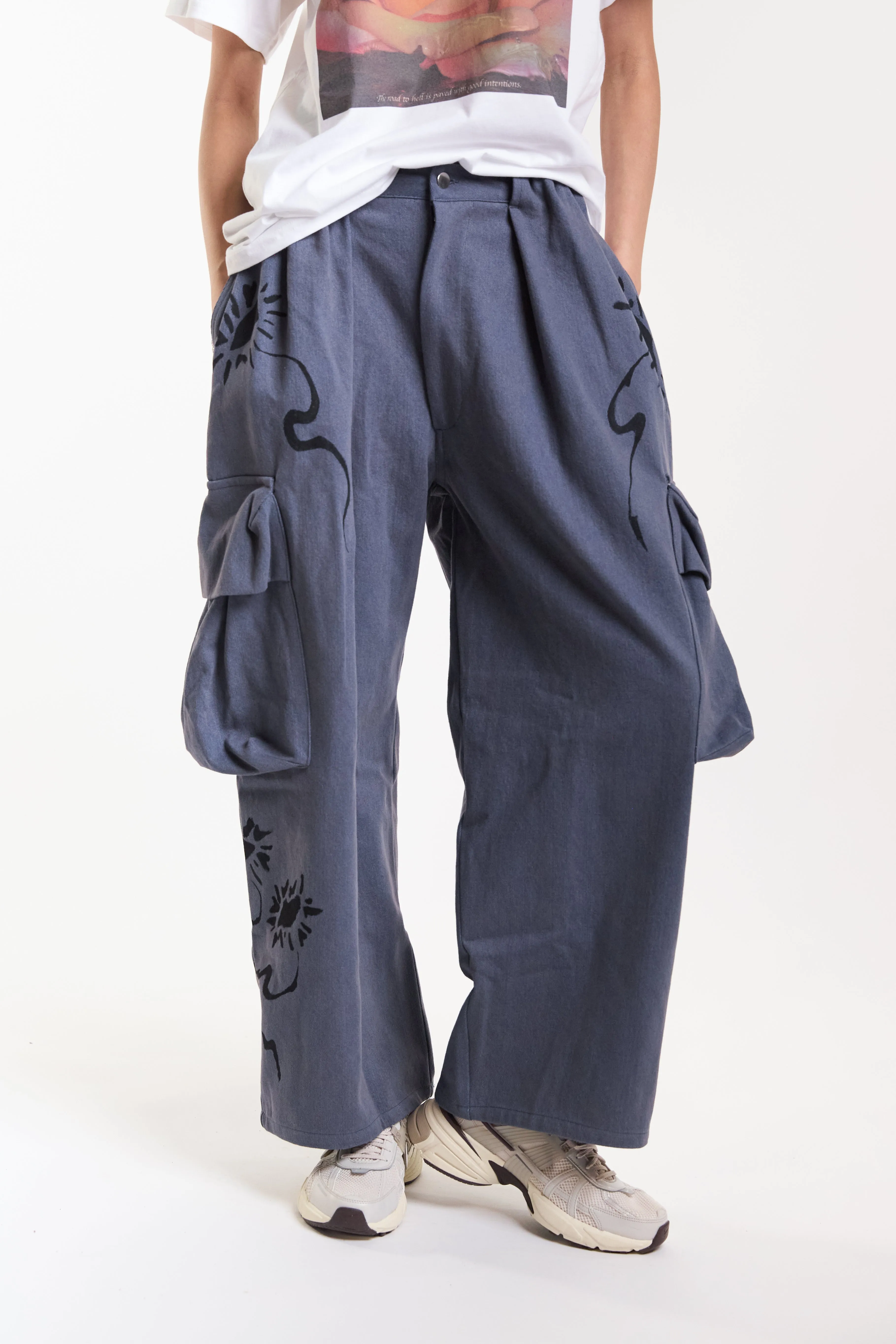 Pleated Cargo Pant - Charcoal Daisy sold by Social Studies Shop