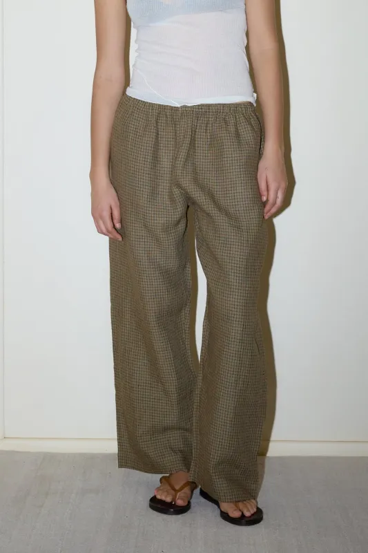 Linen Ease Trouser - Pine Check sold by Social Studies Shop