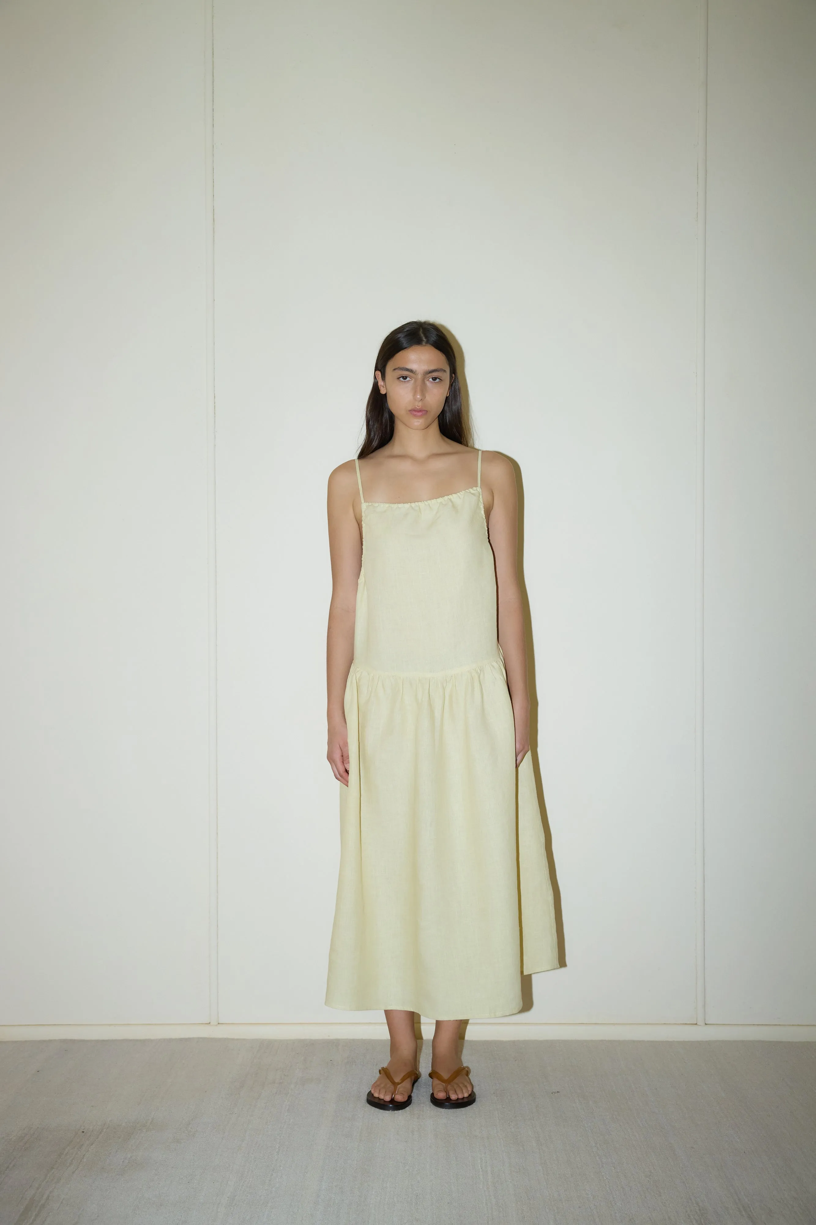 Gathered Halter Dress - Butter Yellow sold by Social Studies Shop