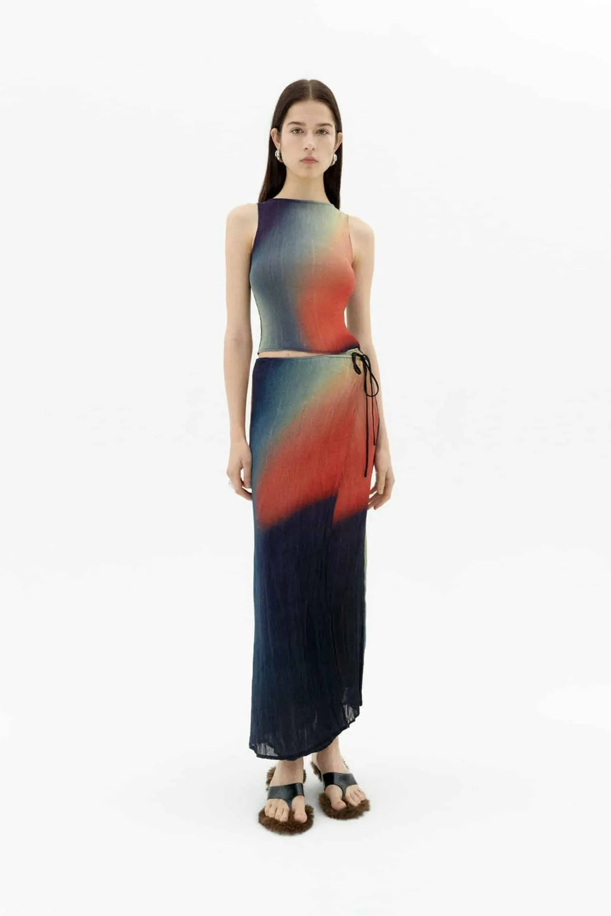 Red Bookeh Dora Pleated Top - Multicolor sold by Social Studies Shop product image thumbnail 2