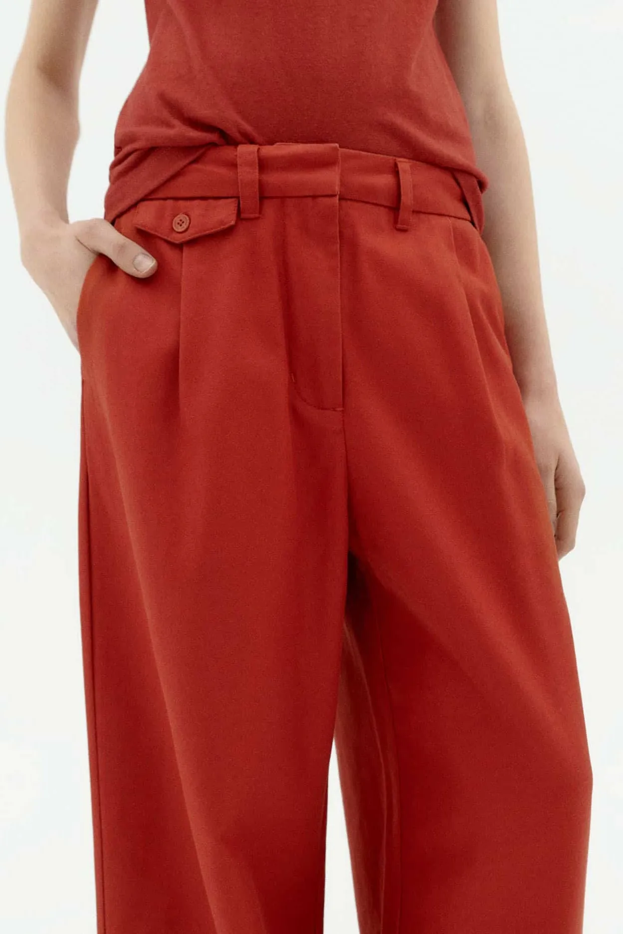 Orange Red Hemp Pat Pants - Orange Red sold by Social Studies Shop product image thumbnail 3