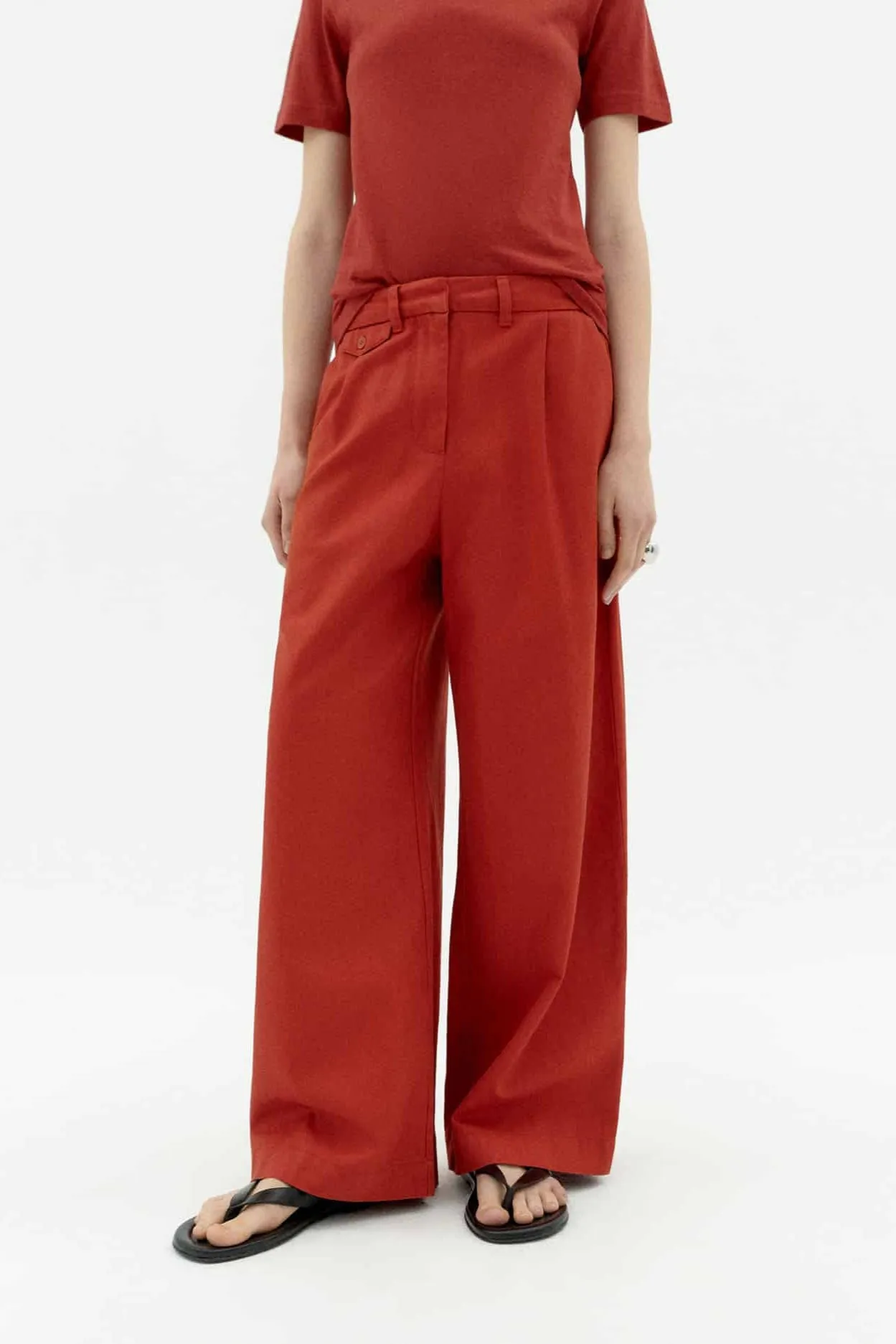 Orange Red Hemp Pat Pants - Orange Red sold by Social Studies Shop