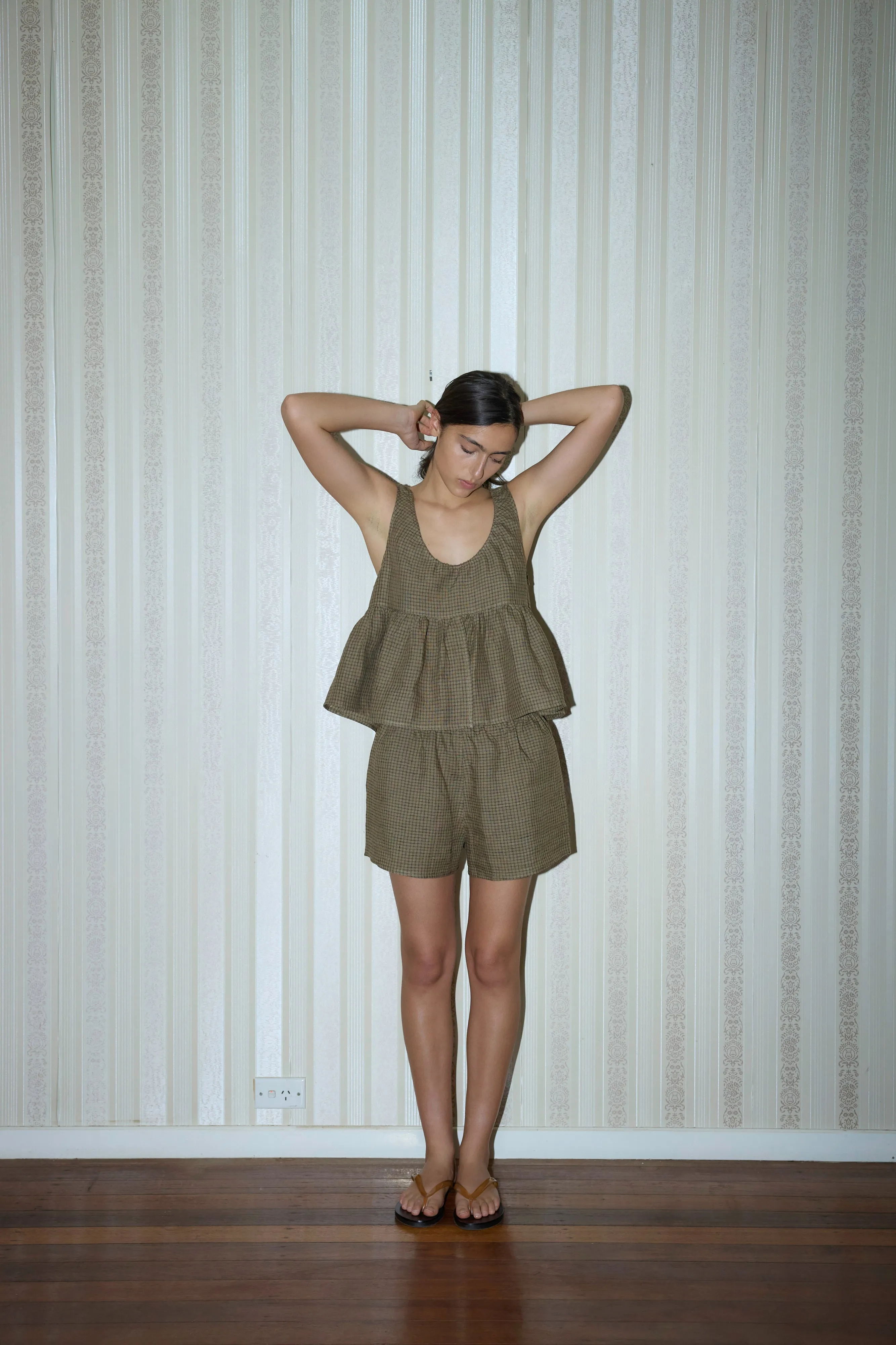 Gathered Linen Set - Pine Check sold by Social Studies Shop product image thumbnail 4