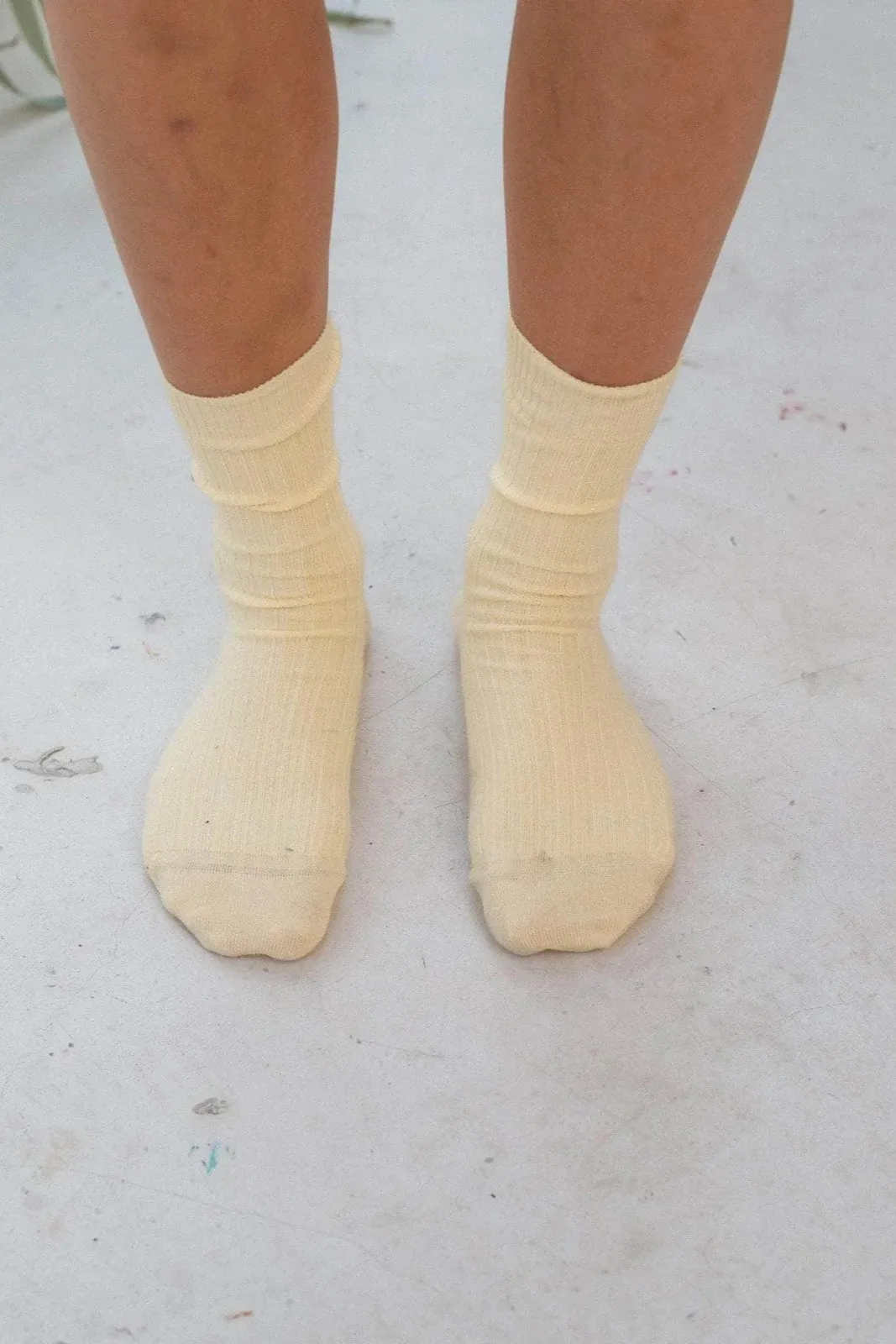 Rib Overankle Socks - Bog Yellow sold by Social Studies Shop