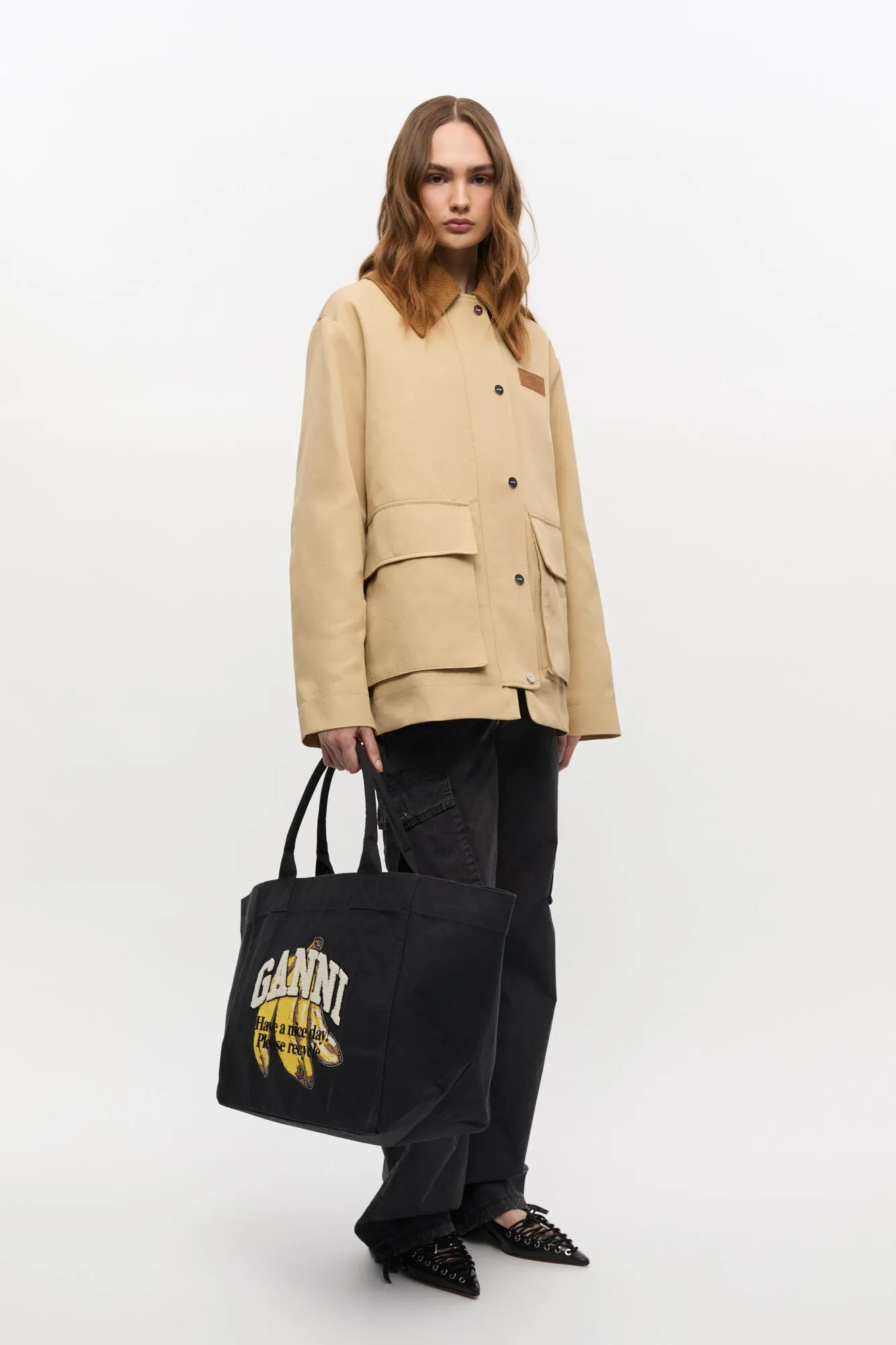 Shopper XXL Pocket Banana Print - Black sold by Social Studies Shop product image thumbnail 5