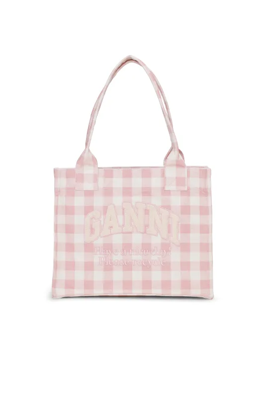 Large Easy Shopper Pocket Vichy - Bleached Mauve sold by Social Studies Shop