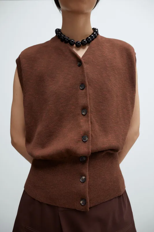 Flecked Cotton Waistcoat - Russet sold by Social Studies Shop