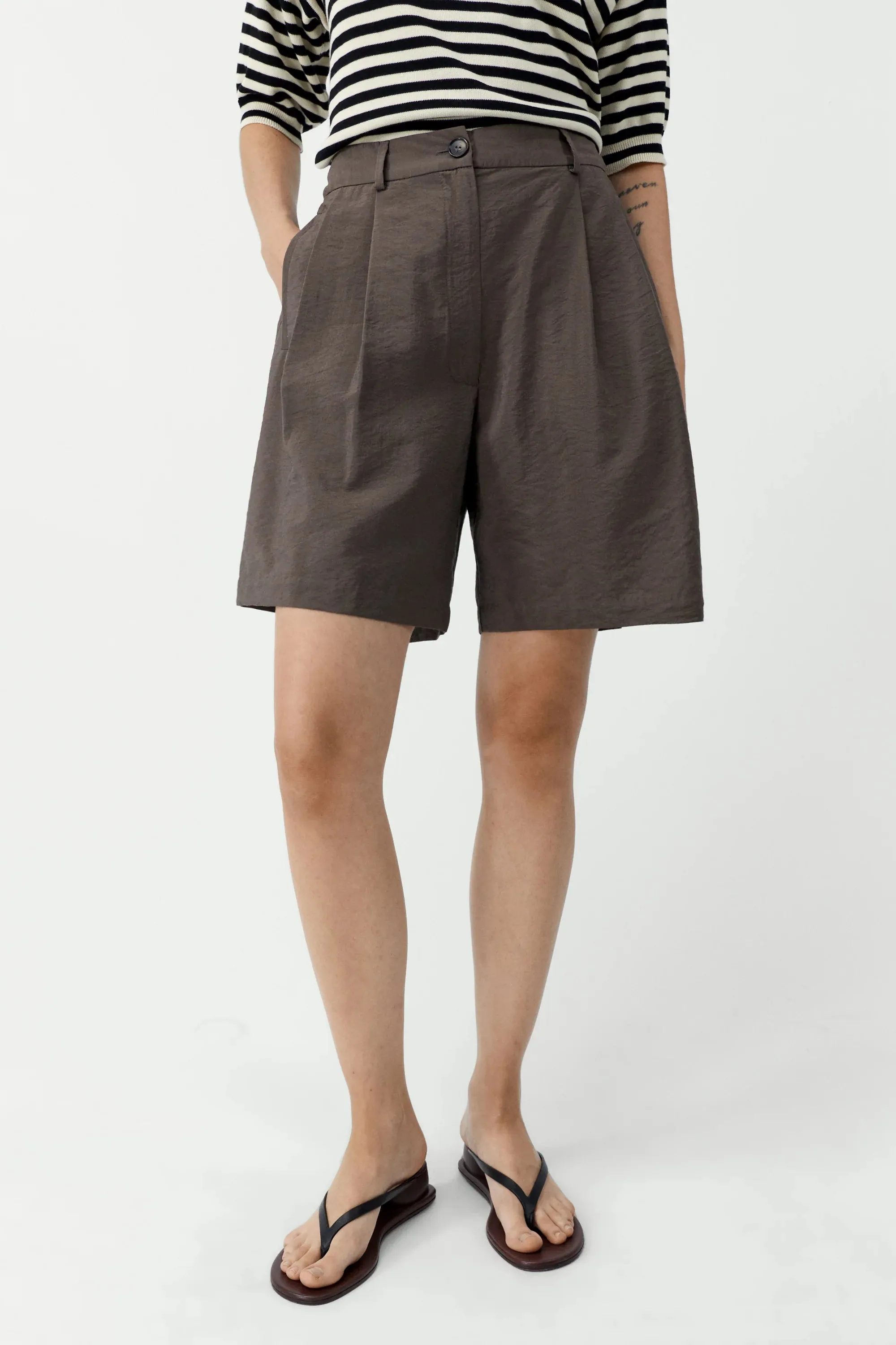 Silk Bermuda Shorts - Taupe sold by Social Studies Shop product image thumbnail 2