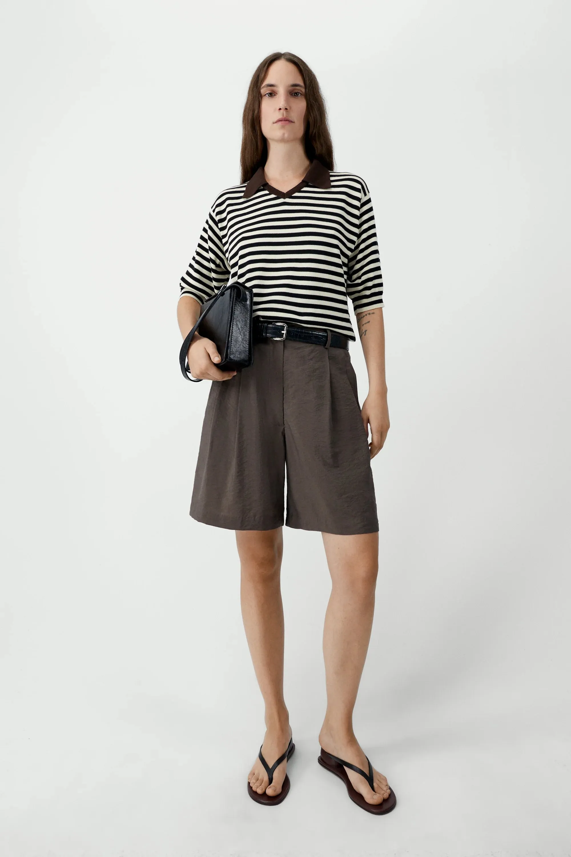 Silk Bermuda Shorts - Taupe sold by Social Studies Shop