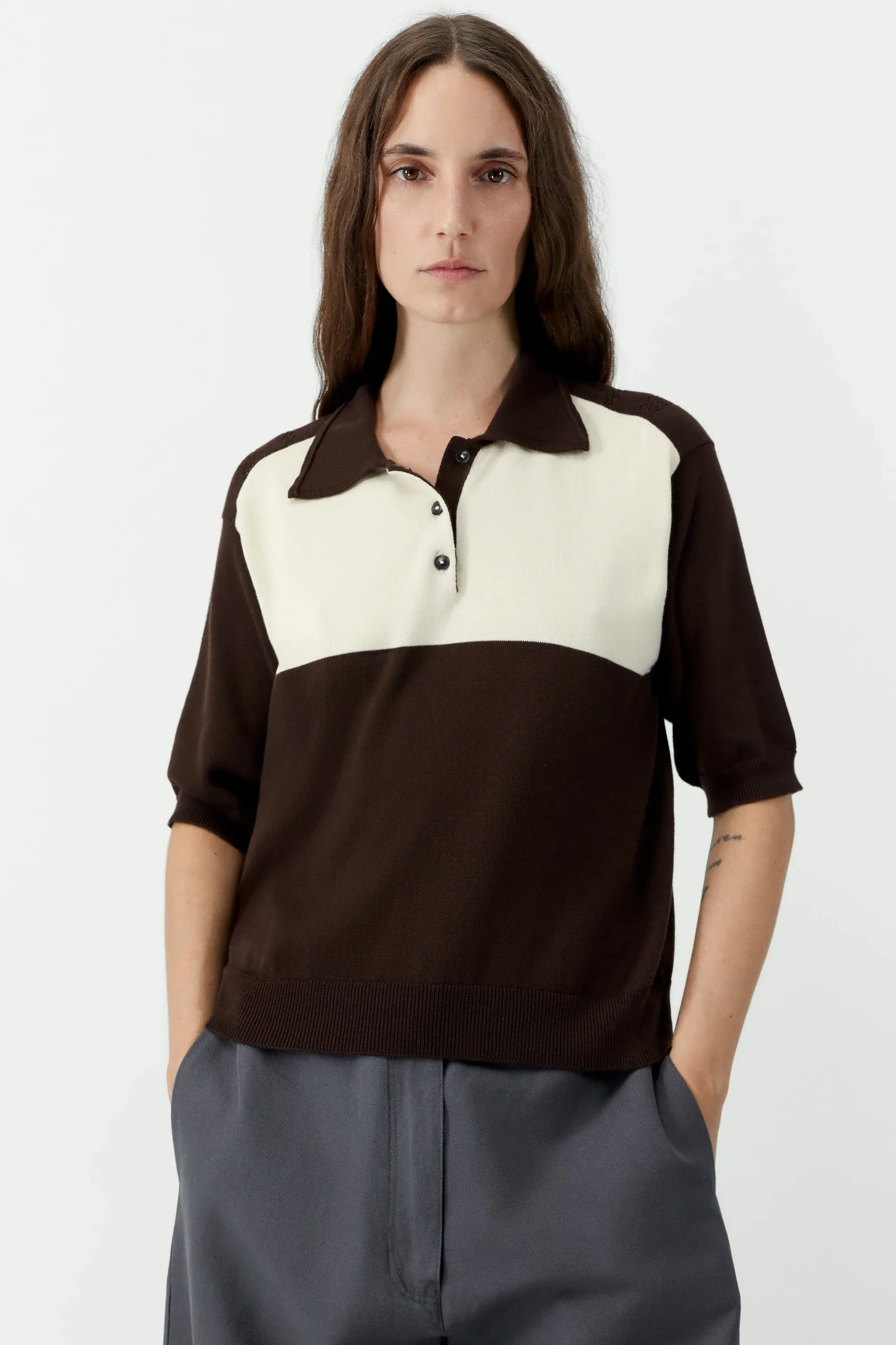 Colorblock Polo - Brown sold by Social Studies Shop product image thumbnail 2