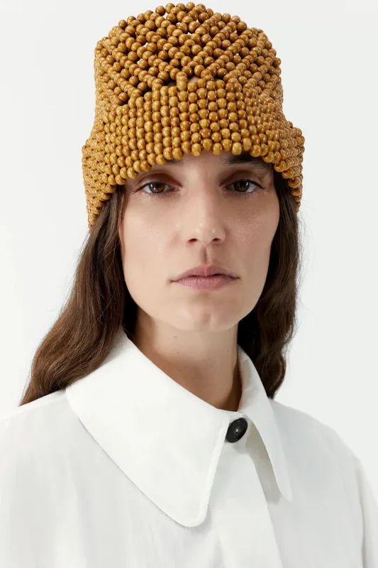 Wooden Beads Bucket Hat - Ochre made by Cordera
