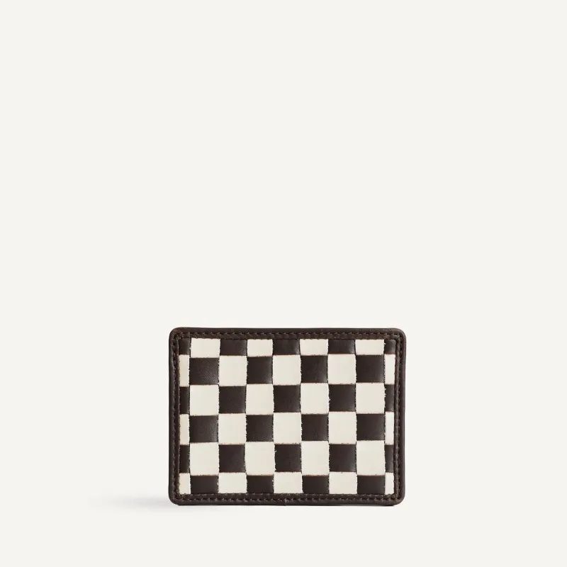 Nico Card Case - Brown & Cream Check made by Bembien