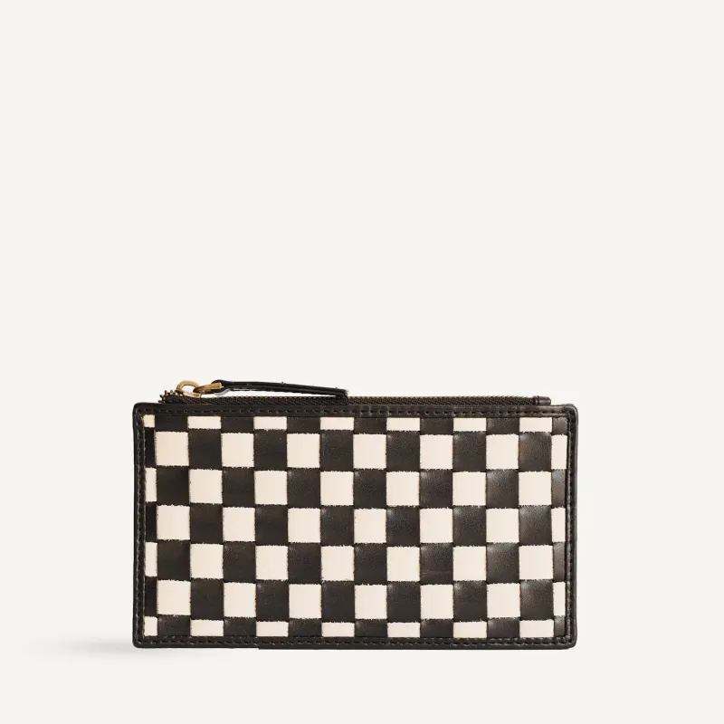 Odin Card Case - Brown & Cream Check made by Bembien