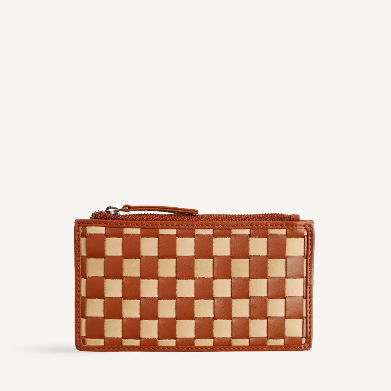 Odin Card Case - Caramel & Sienna Check made by Bembien