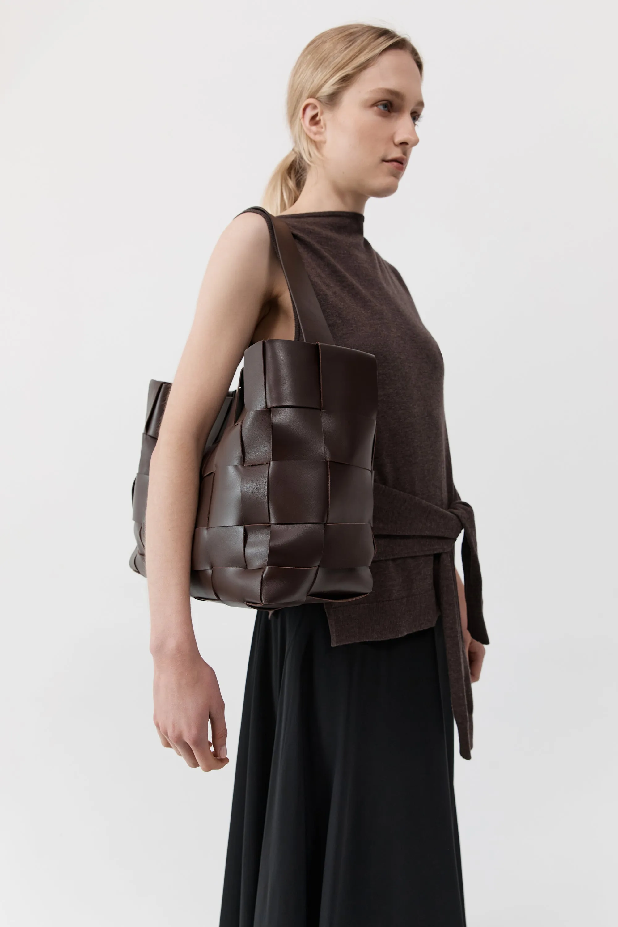 Woven Large Tote - Chocolate sold by Social Studies Shop