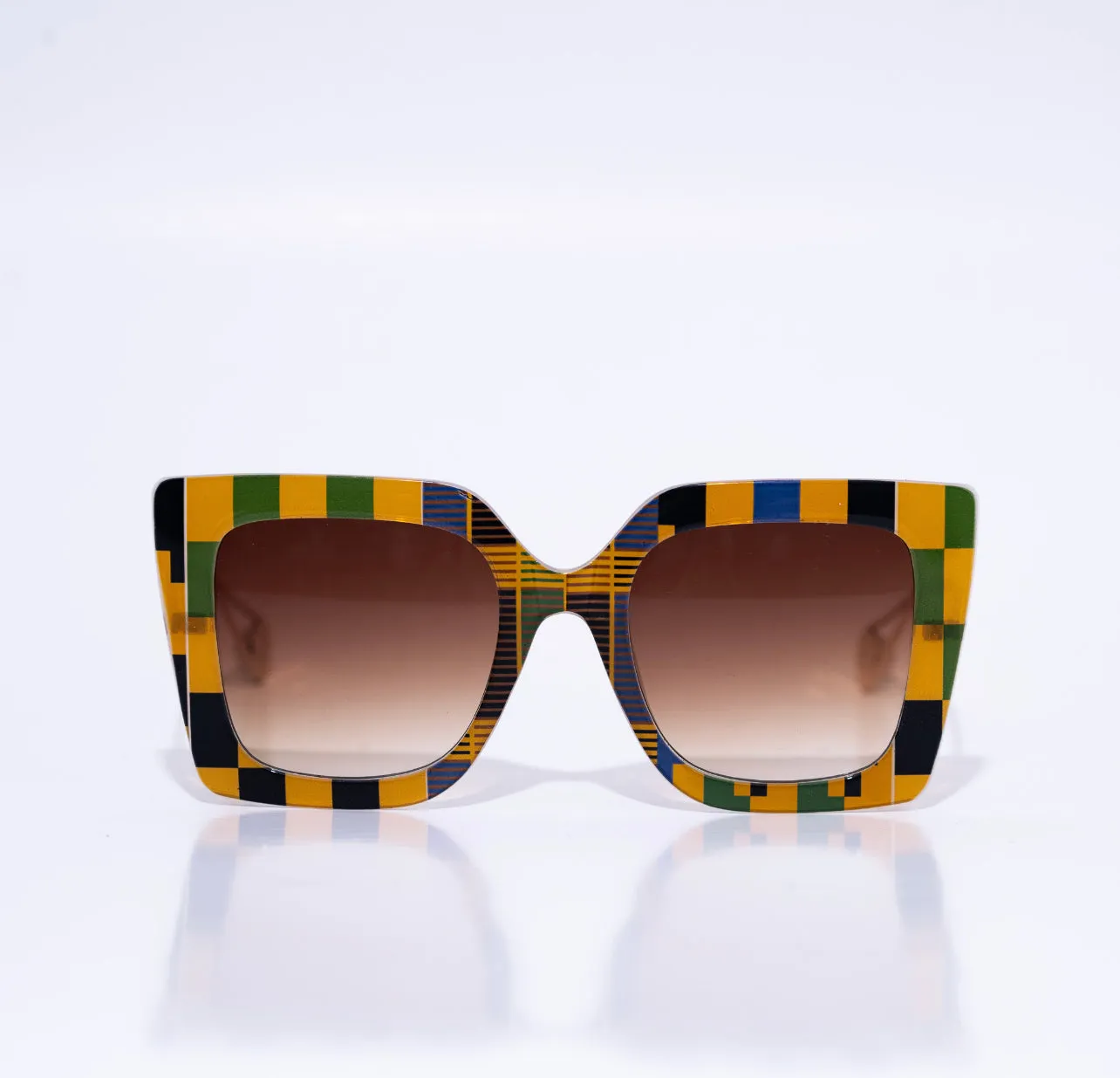 KA kente oversized cateye eyeglasses sold by Folklore Shop
