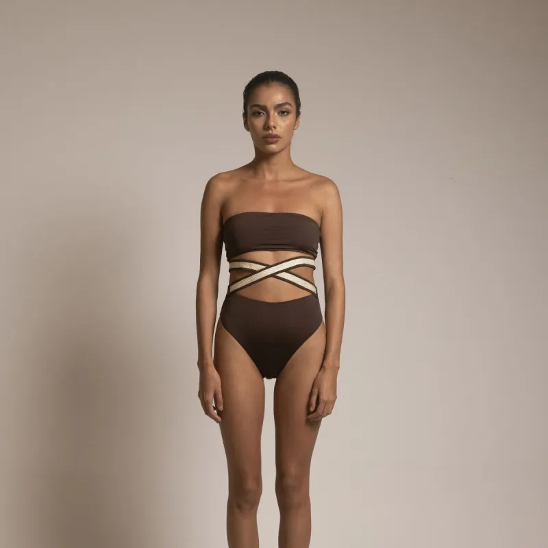 T137 TATIANA TOP DARK BROWN sold by Folklore Shop